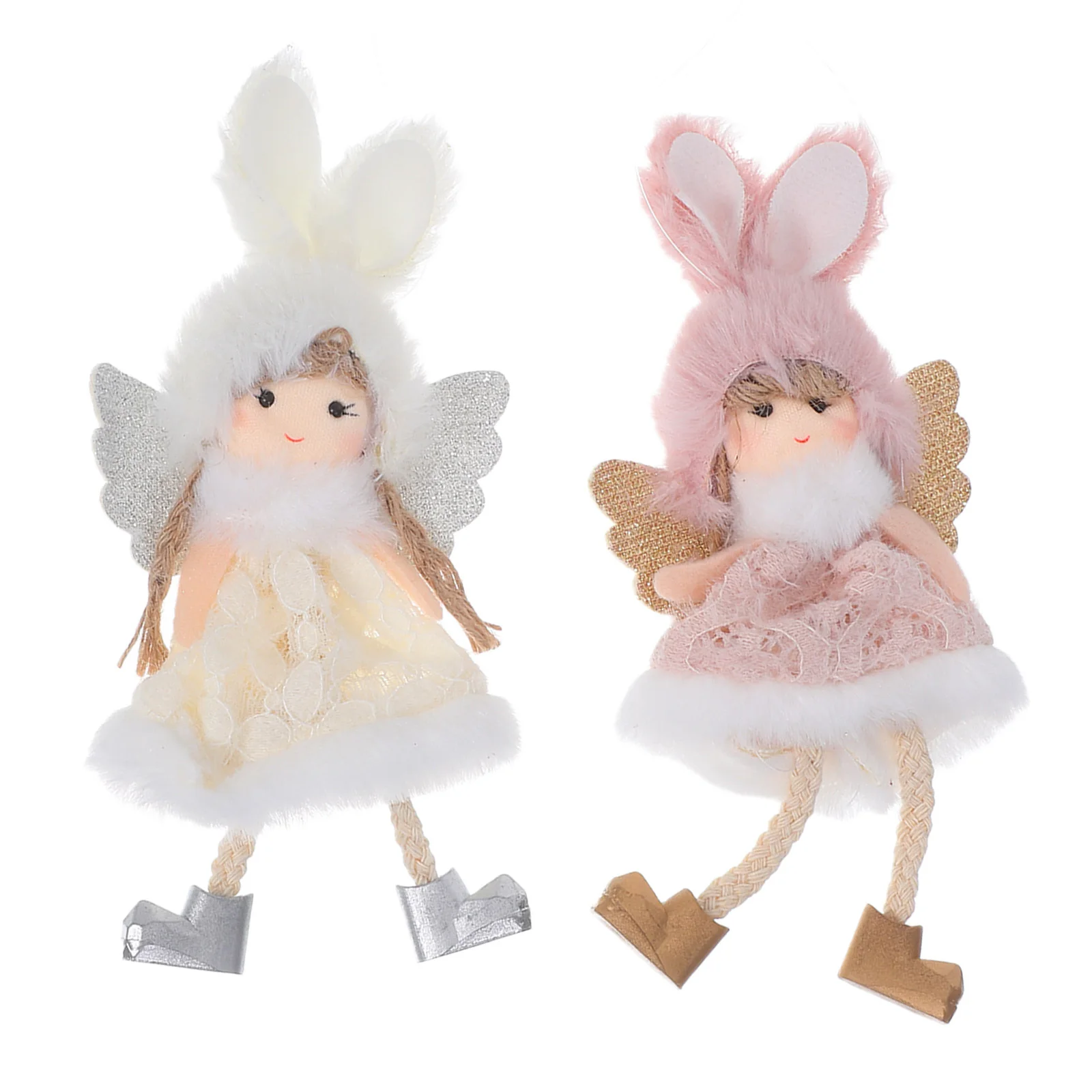 

2 Pcs Christmas Decorations Angel Ornament Tree Hangings Topper Figure Figurine