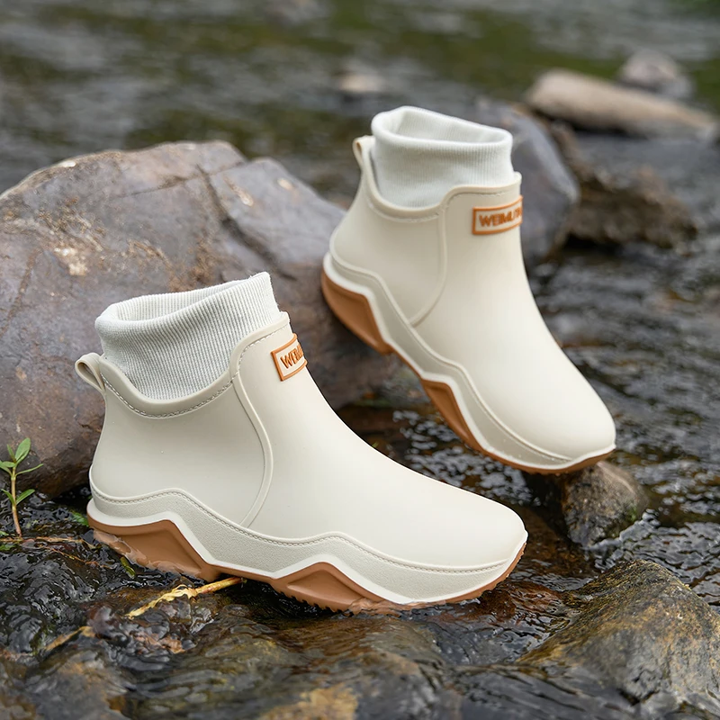 

Короткие нескользящие удобные рабочие модные мужские резиновые сапоги Низкие ботильоны Новые резиновые туфли от дождя Повседневные резиновые сапоги для рыбалки