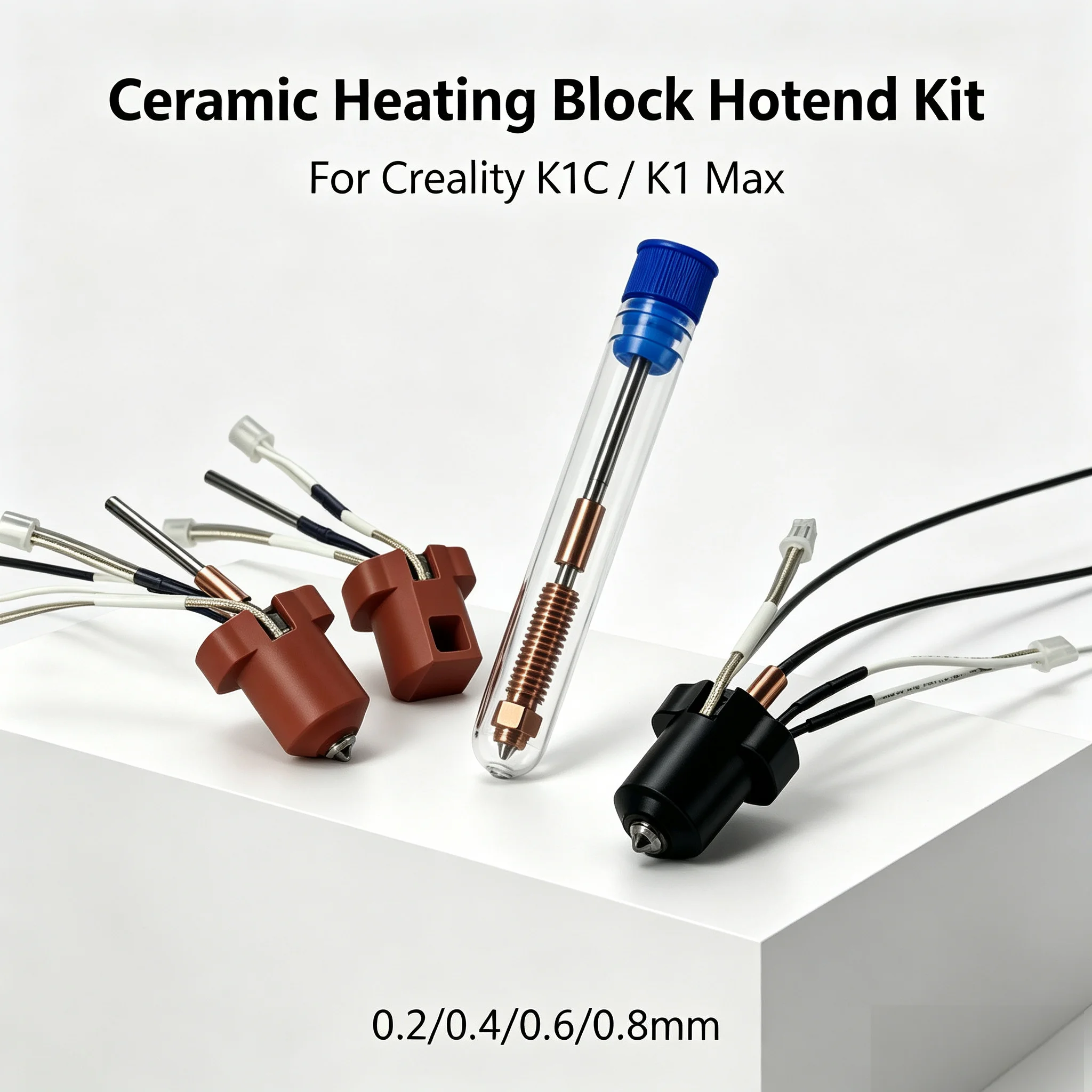 For Creality K1C/K1 Max Ceramic Heating Block Hotend Kit – Smooth-Swap Nozzle with Optimized Heat Break