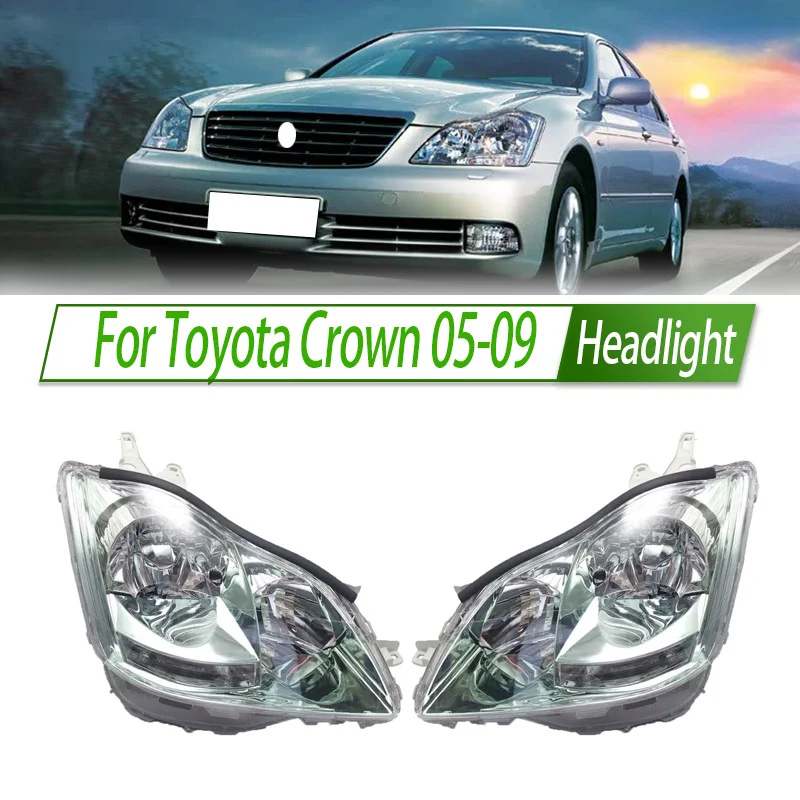 

For Toyota Crown 05-09 Halogen Headlight Assembly OEM Style Front Headlamp Bulb Socket Plug & Play Replacement