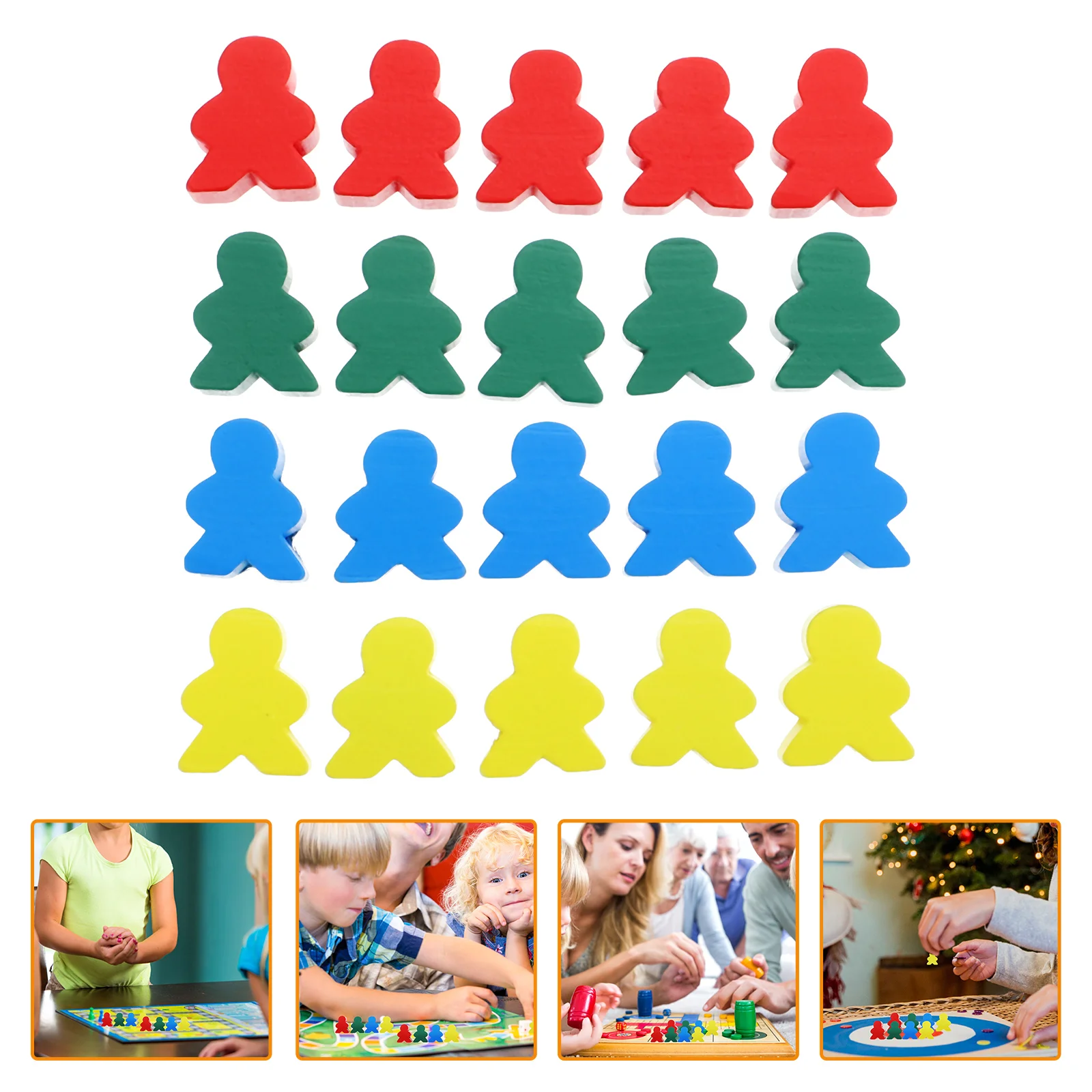 

40 Pcs Board Game Accessories Educational Toy Human Shape Chessman Chessmen Piece Wooden Child