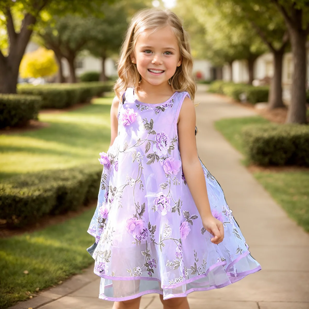 Robe d\'été bohème à fleurs pour filles, tenue de plage, en mousseline de soie, motif floral, pour adolescentes de 6, 8, 10, 12 et 14 ans