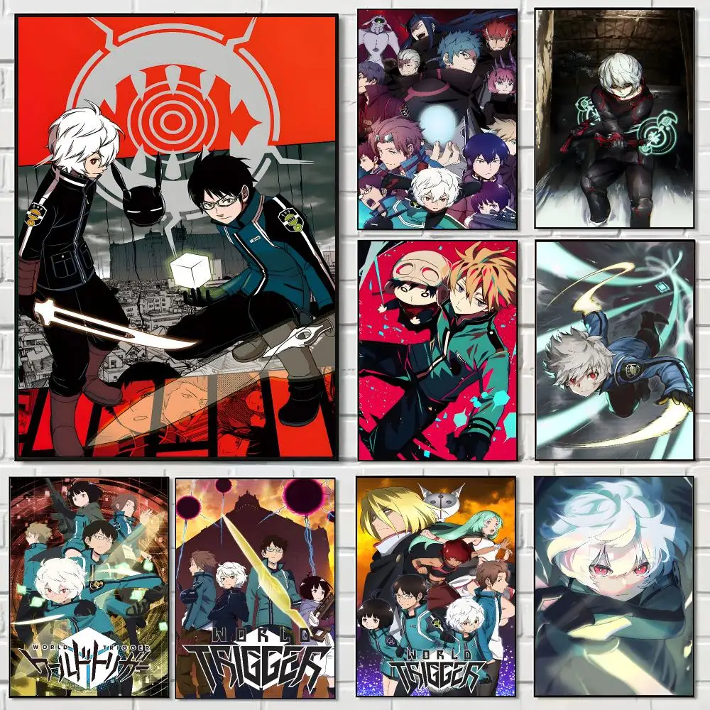 W-World Trigger Anime Poster Pegatina artistica HD autoadhesiva impermeable para salon dormitorio