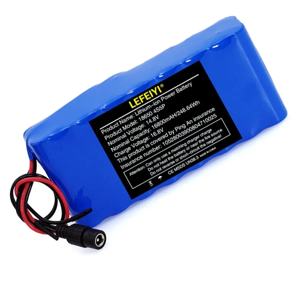 18650 4S6P 14.8V 16.8Ah Li-ion Battery Pack with Built-in BMS for Night Fishing Light Heater Miner Amplifier Battery Replacement