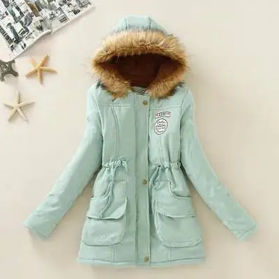 Casaco longo de inverno feminino com capuz Jaet casacos quentes e fofos de algodão com fecho de zíper comprimento regular Sve