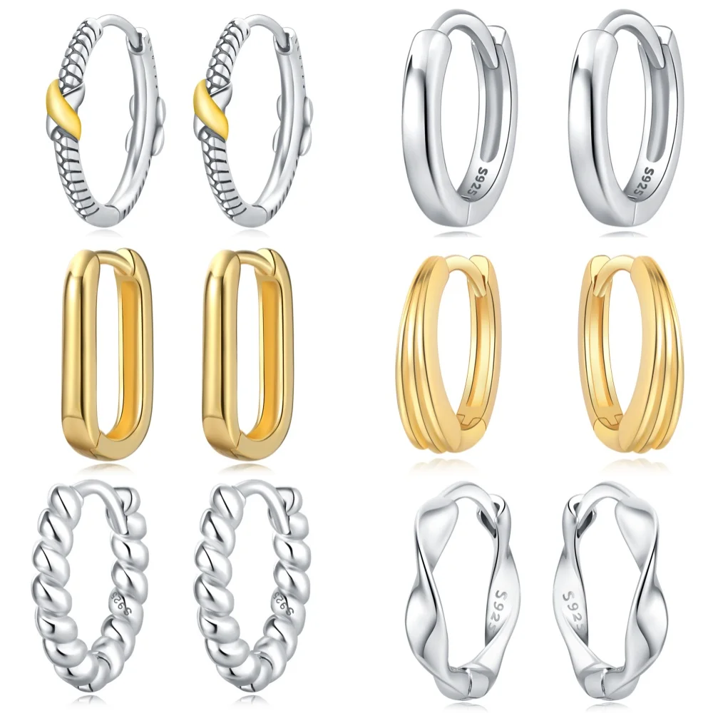 

Hot 925 Sterling Silver Minimalist Plain Silver Series Jewelry Fashion Zircon Circle Hoop Earrings For Women Jewelry Fine Gifts