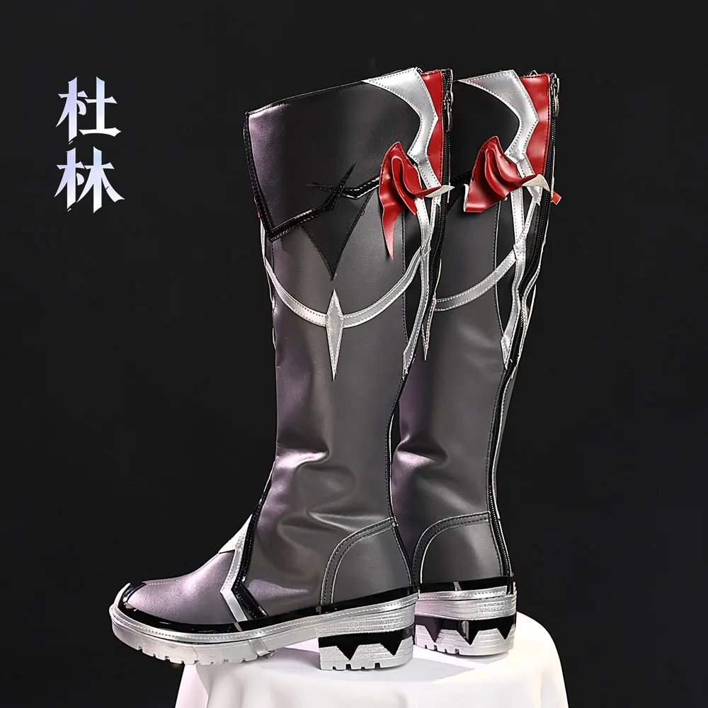 Anime Gra Genshin Impact Durin Cosplay Buty Czarne Kozaki Do Kolan Personalizowane Męskie Damskie Buty Na Halloween Karnawał