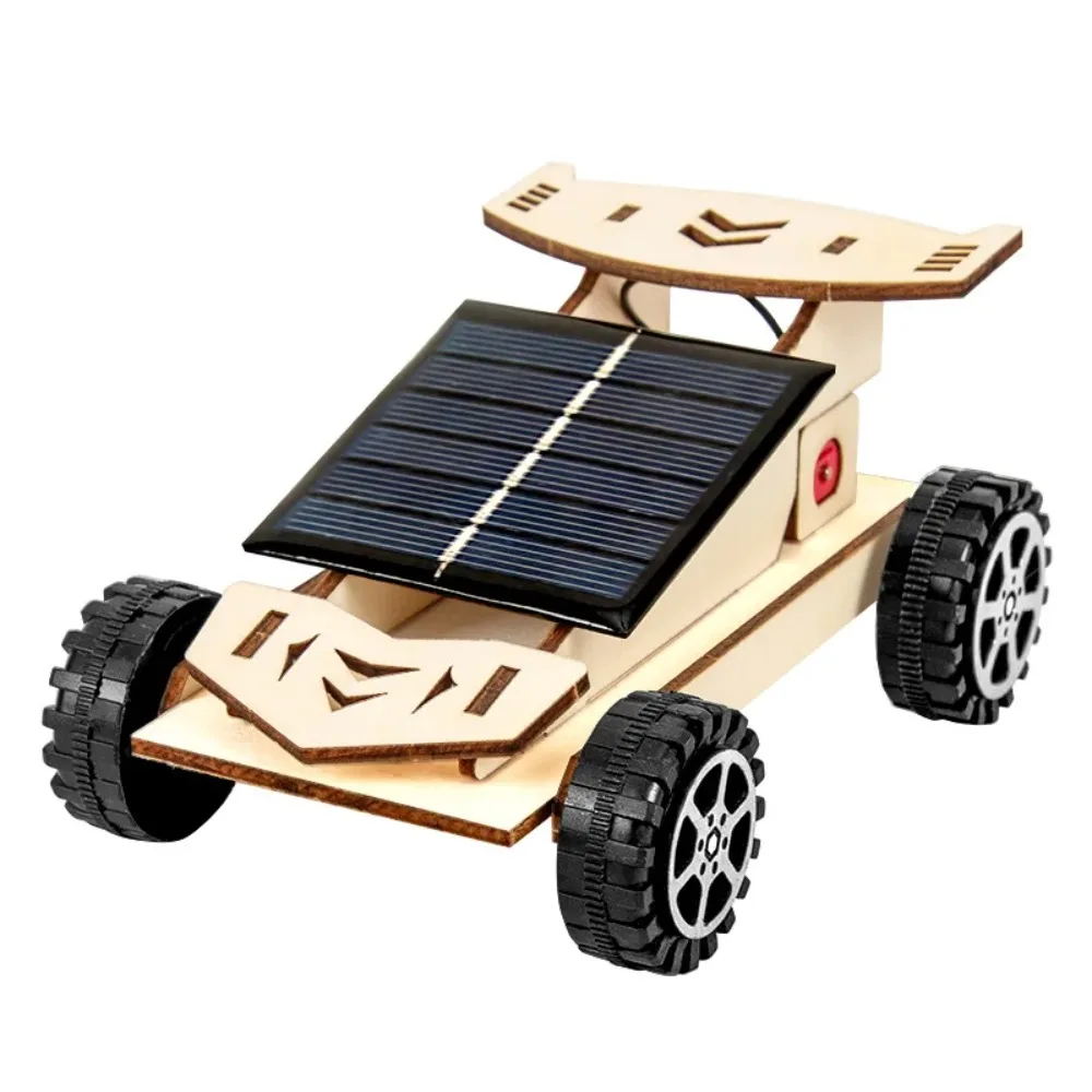 Solar Car Lunar Exploration Vehicle Children's Diy Hand-Assembled Model Diy 3d Wooden Puzzle Science and Education Toys