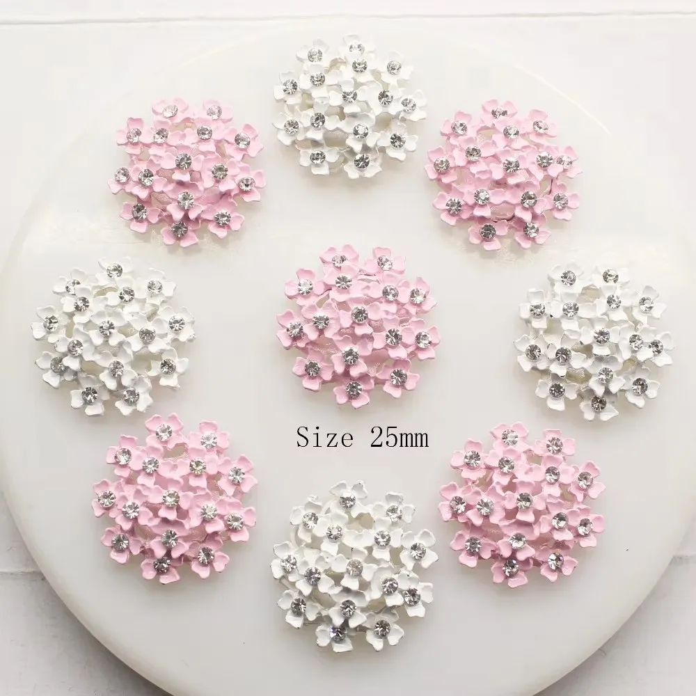 10pcs/LOT 25MM Alloy Button Two Color Special shiny Rhinestone diamond button Wedding Decorative Girl Jewelry Diy hiar accessory
