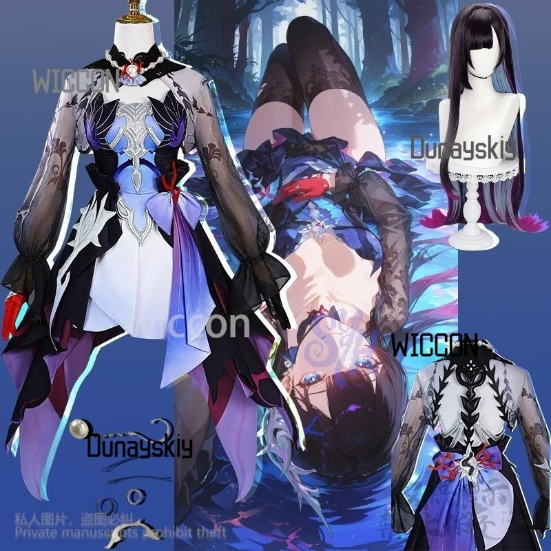 

Anime Game Honkai Star Rail Cosplay Helektra Costume Purple Black Sexy Dress Y2K Lolita Jirai Kei Girls 코스프레 Halloween Party Cos