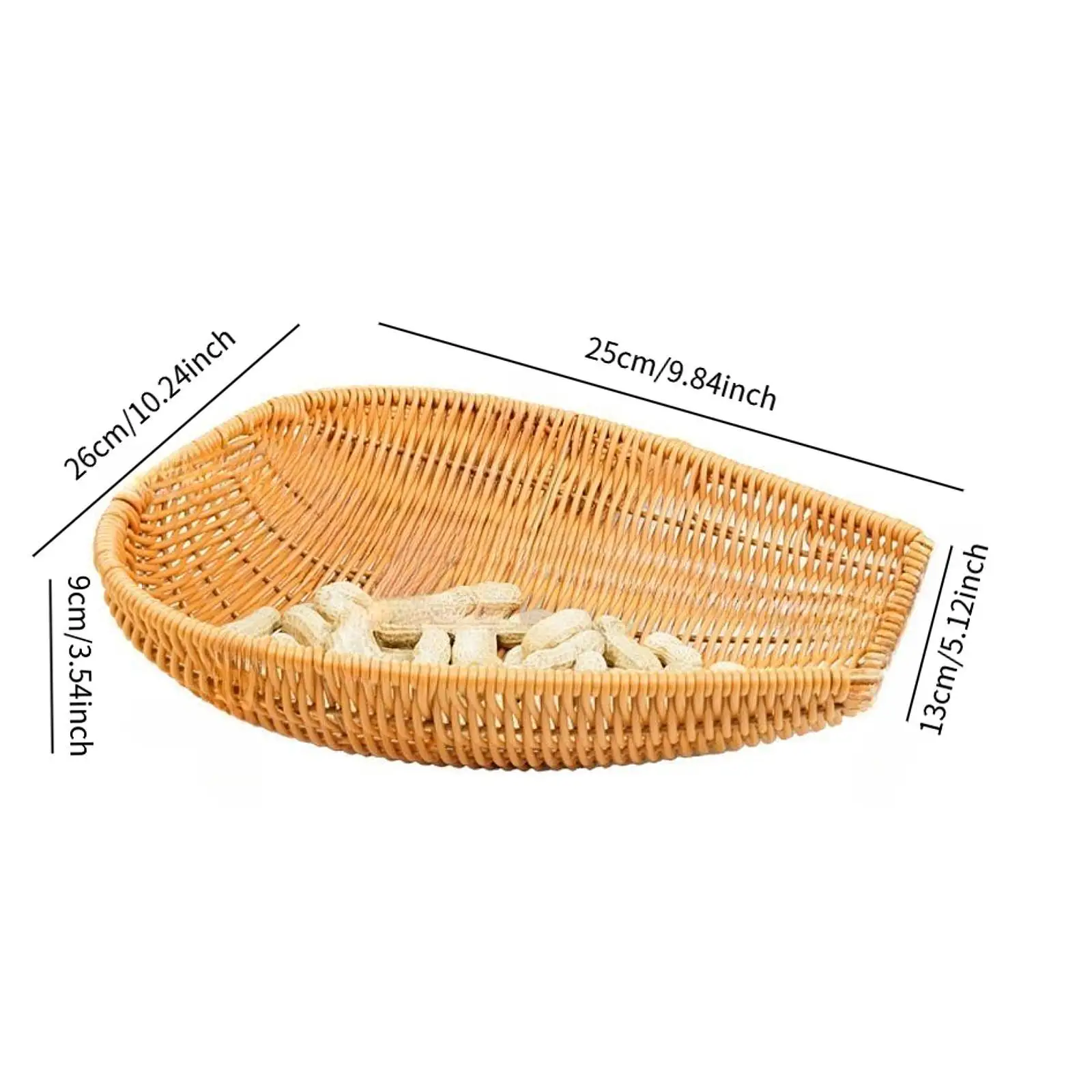 Fruit Basket Tray Serving Holder Rustic Sturdy Fruit Plate Hand Weave Bread Basket Handmade Dustpan for Vegetable Draining Home