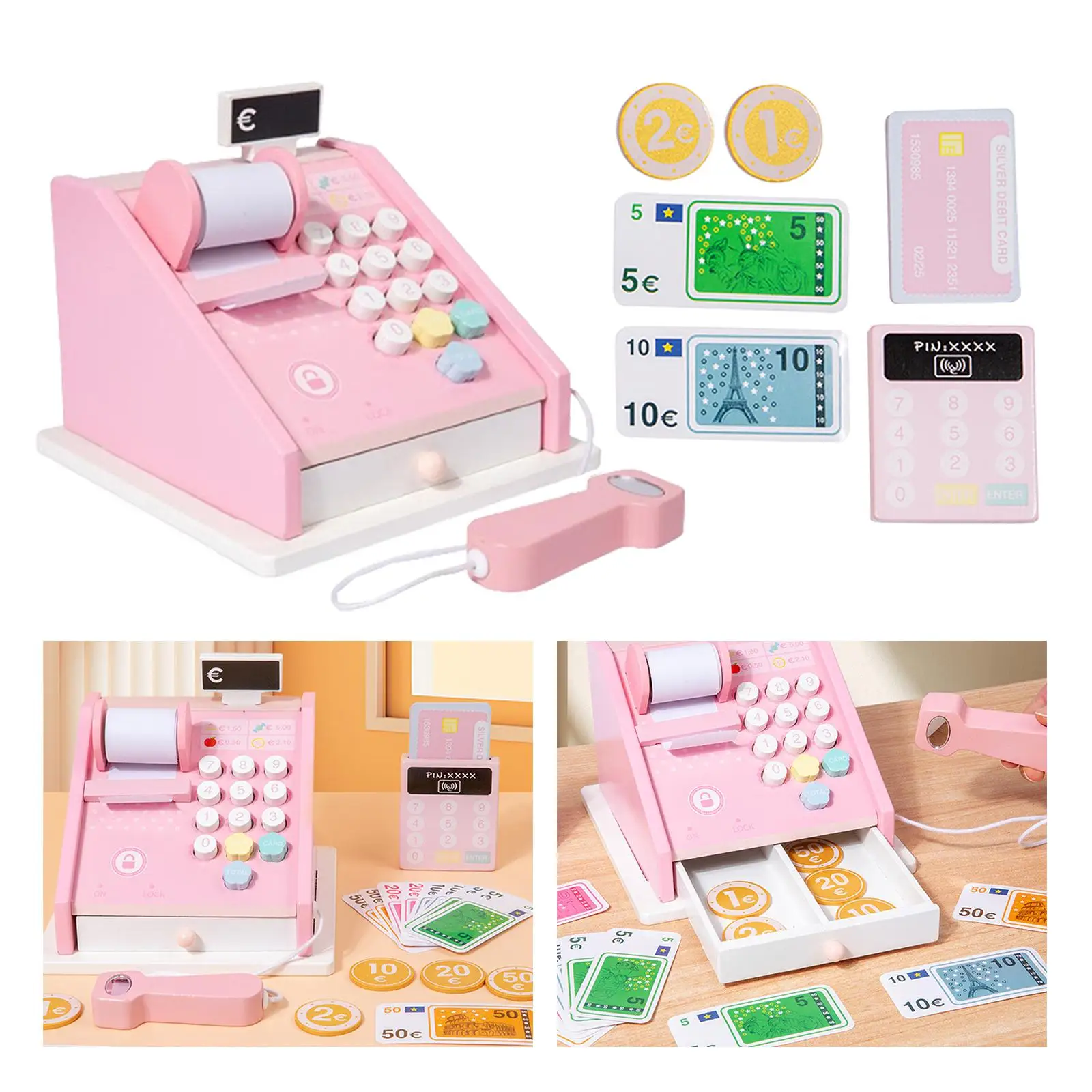 Register Toy Scan Machine and Credit Card for Girls Boys Preschool Age 3-7