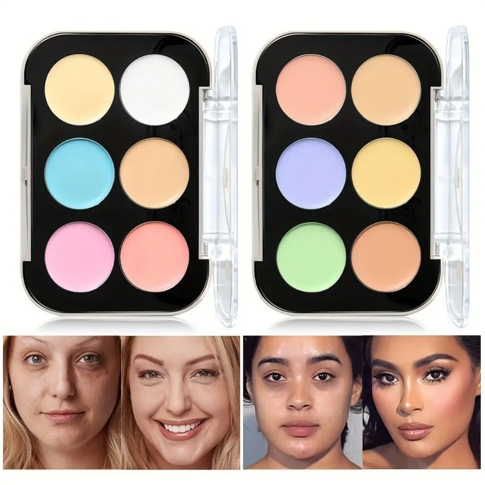 Langlebige 6-Farben-Concealer-Palette wasserdichte Akne-Poren verbergen Farb korrektur Concealer Licht mittlere Creme aufhellen