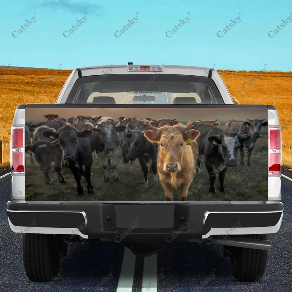 Animal Cow Truck Tailgate Sticker Decal Wrap Vinyl High-Definition Print Graphic Suitable for Pickup Trucks Weatherproof