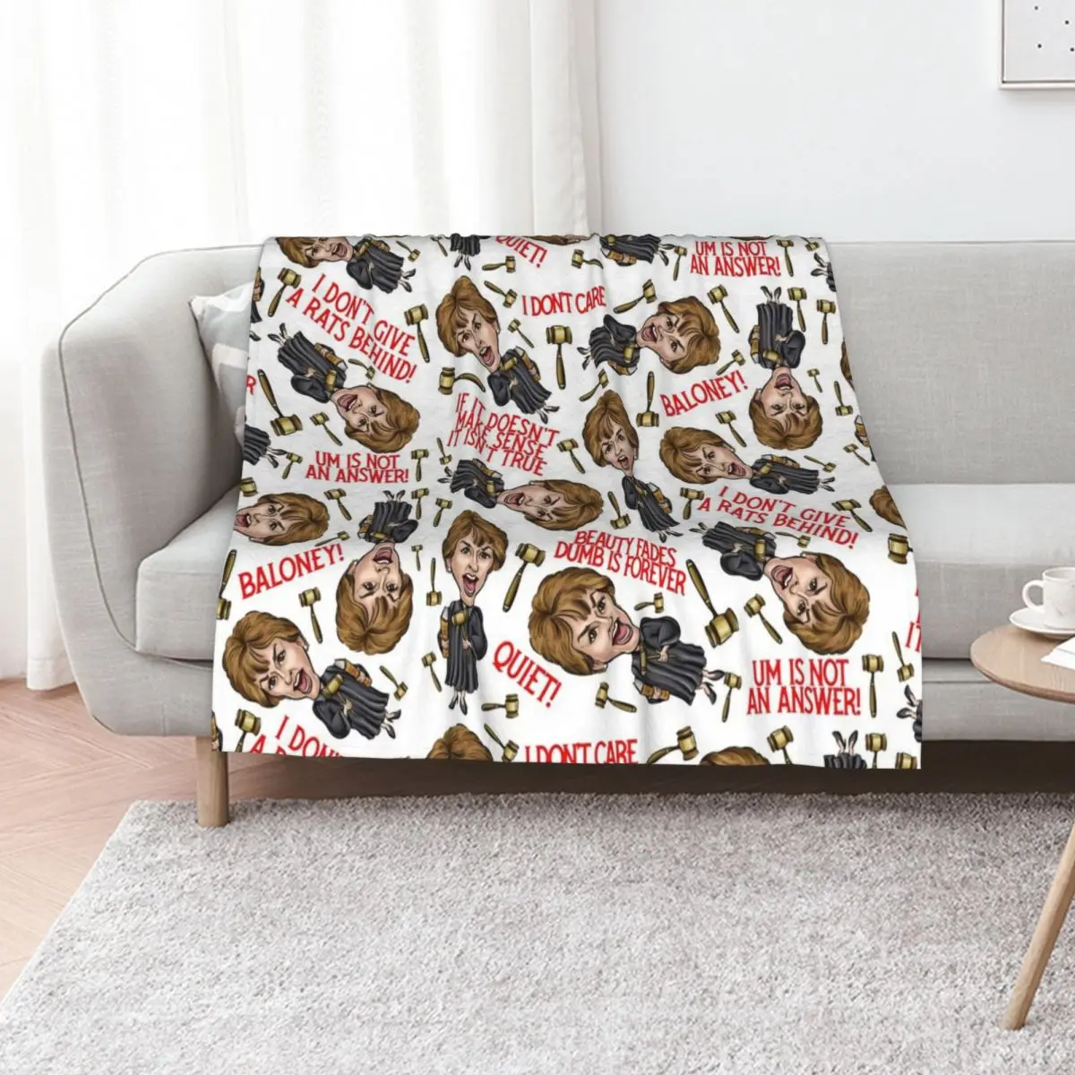 White Judge Judy Print Throw Blanket Blankets For Bed Personalized Gift Hair Camping Vintage wednesday Blankets