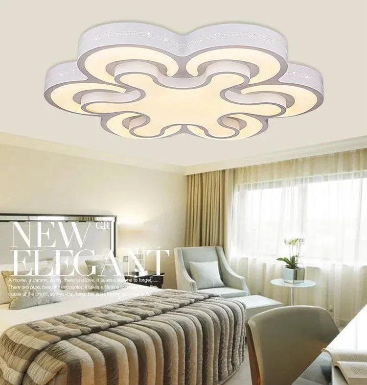 Plafón moderno y elegante de aleación acrílica, luz blanca fría/cálida, lámpara de techo LED con Control remoto para el hogar, accesorio de iluminación para el salón