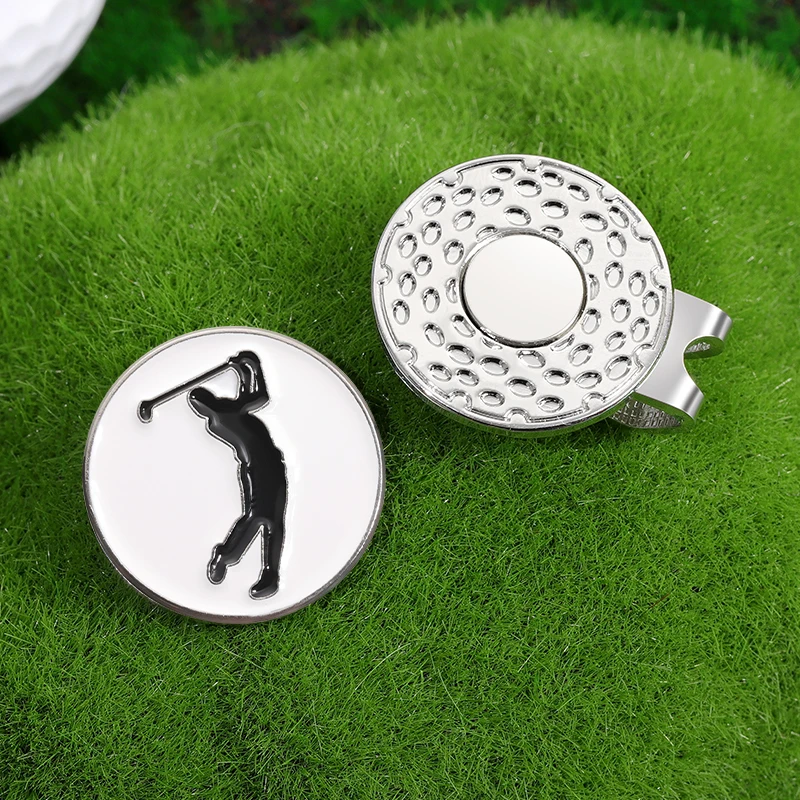 Golfer Pattern Magnetic Golf Ball Marker Hat Clip Golf Training Accessories Baseball Cap Decorative Clip Jewelry Gift for Friend