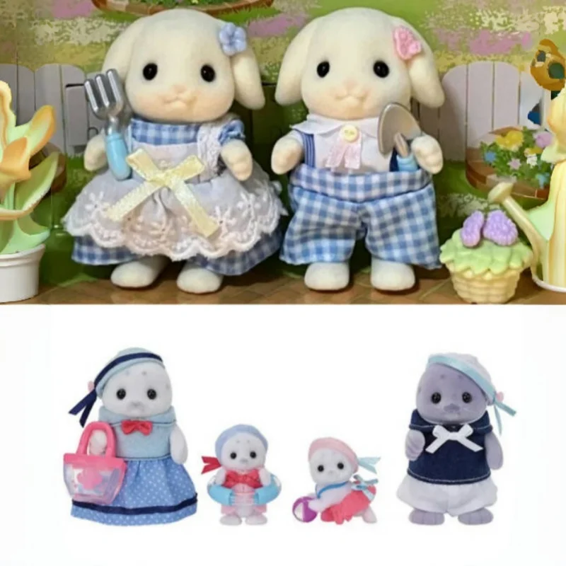 

In Stock Sylvanian Families The Seal Family Flora Rabbit Flower Gardening Set Girl Toy Desktop Decoration Children Birthday Gift