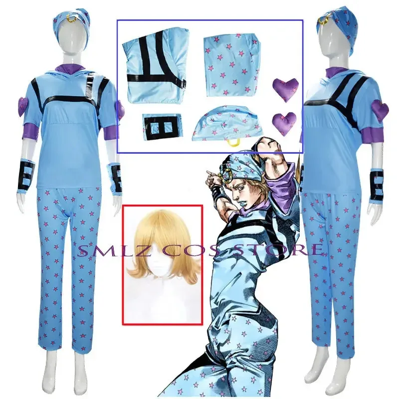

Anime JoJo's Bizarre Adventure Cosplay Johnny Joestar Cosplay Costume Top Pants Hat Men Joe Kid Uniform Halloween Party Suit