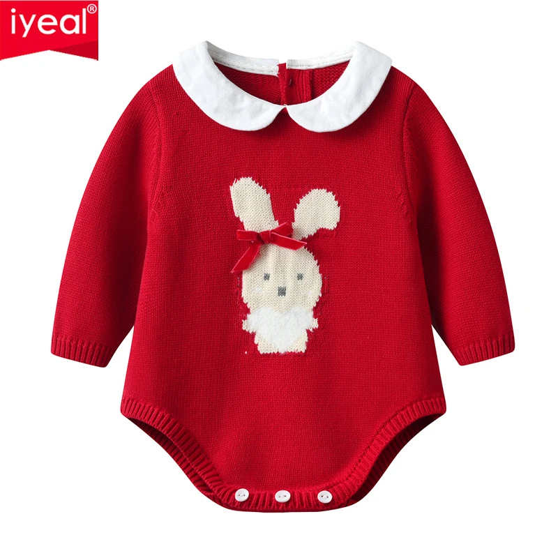 

IYEAL Baby Bodysuits Clothes New Year Red Rabbit Knitted Newborn Bebes Body Suits Tops for Infant Boys Girls Jumpsuits Outfits