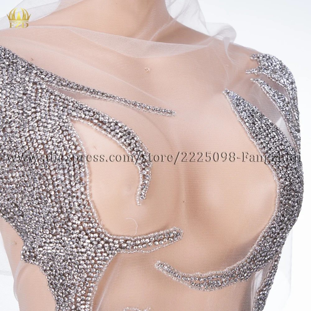 Imagem -05 - Fzd Bordado Patch Silver Designer Rhinestone Corpete Cristal Applique para Fancy Dress Ferro em Patches para Roupas Apliques