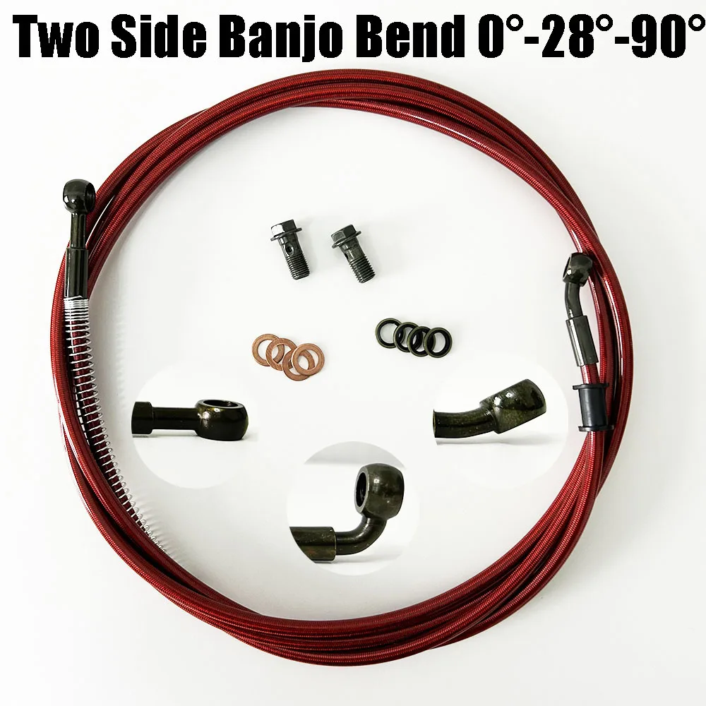 100mm-5000mm Steel Hydraulic Clutch Banjo Oil Pipe 0°- 28°- 90° Multi Directional Universal Motorcycle Braided Brake Hose Line