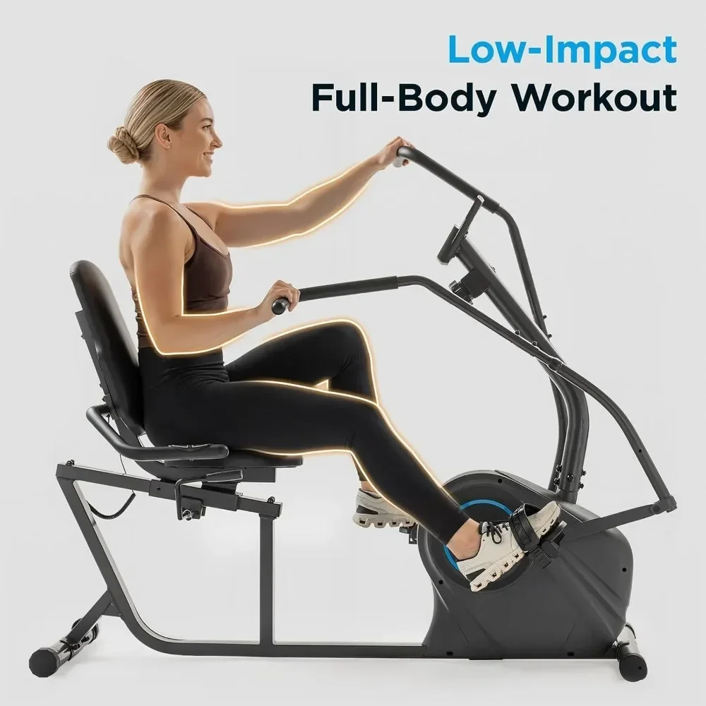 Smart Recumbent Cross Trainer Exercise Bike With Arm Exercisers & 8-Level Magnetic Resistance, CustomN20