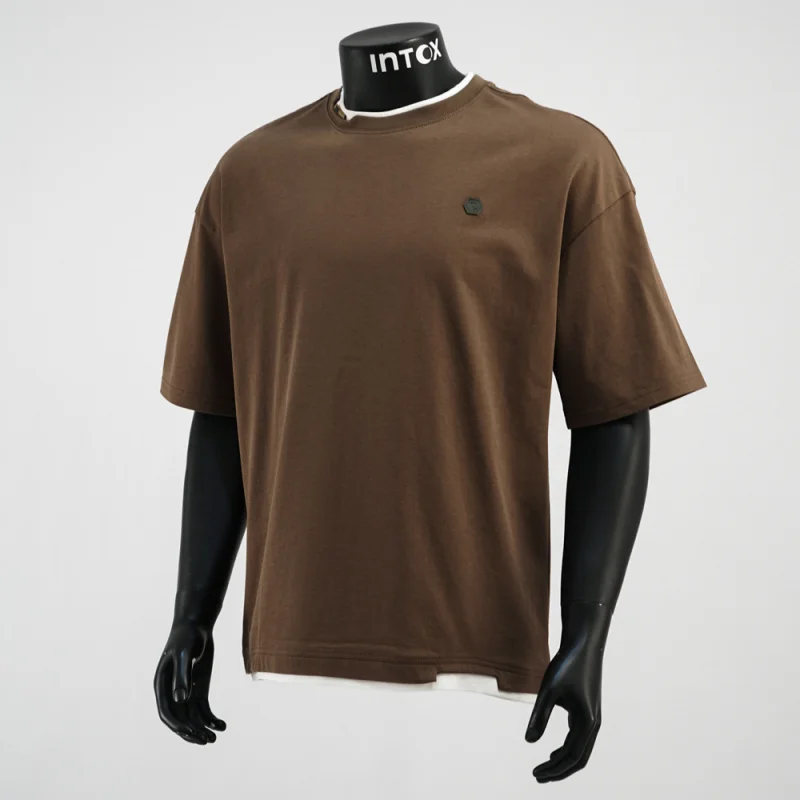 2025 Letnie wakacje Dwuczęściowy top z okrągłym dekoltem dla mężczyzn, luźny, swobodny, prosty, wszechstronny, modny T-shirt z krótkim rękawem