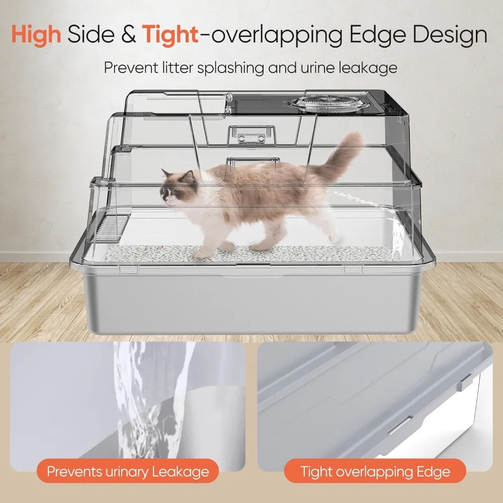 صندوق فضلات القطط من الفولاذ المقاوم للصدأ للتحكم في الرائحة مقاس XXL، 28 لتر × 20 وات، مجموعة معدنية مغلقة قابلة للإزالة، وظيفة 4 في 1 لكاليفورنيا الكبيرة #6