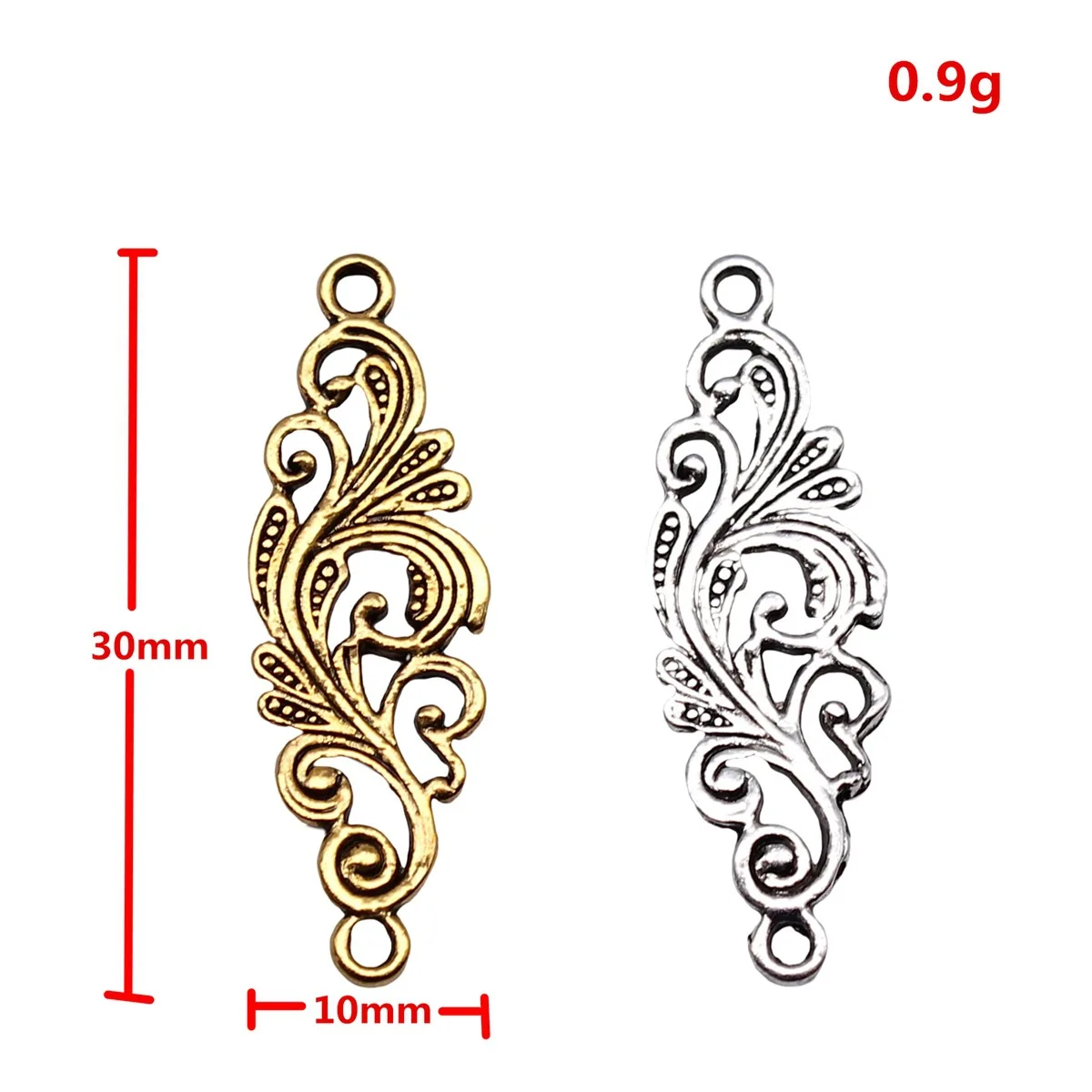 WYSIWYG 20pcs Flower Clouds Connector Charms DIY Alloy Jewelry Findings Antique Gold Color 3 Colors 30x10mm