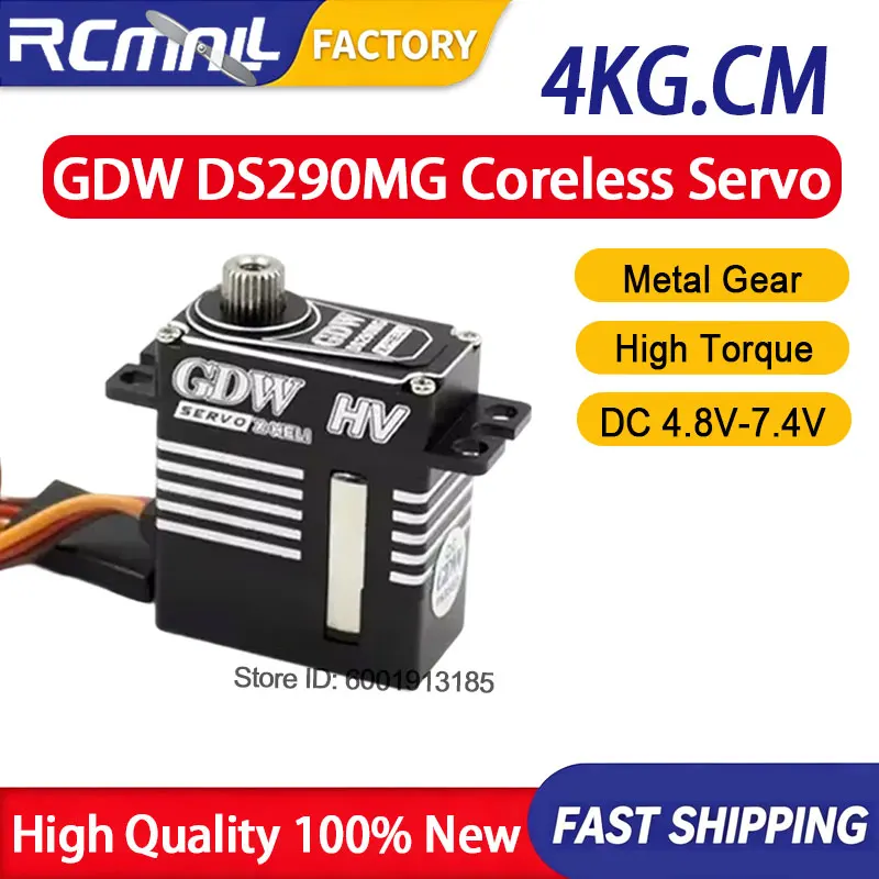 GDW DS290MG 4.8kg High Torque Digital Mini Servo Coreless Motor Metal Gear HV 7.4V Steering Servo for RC Helicopter Car Model