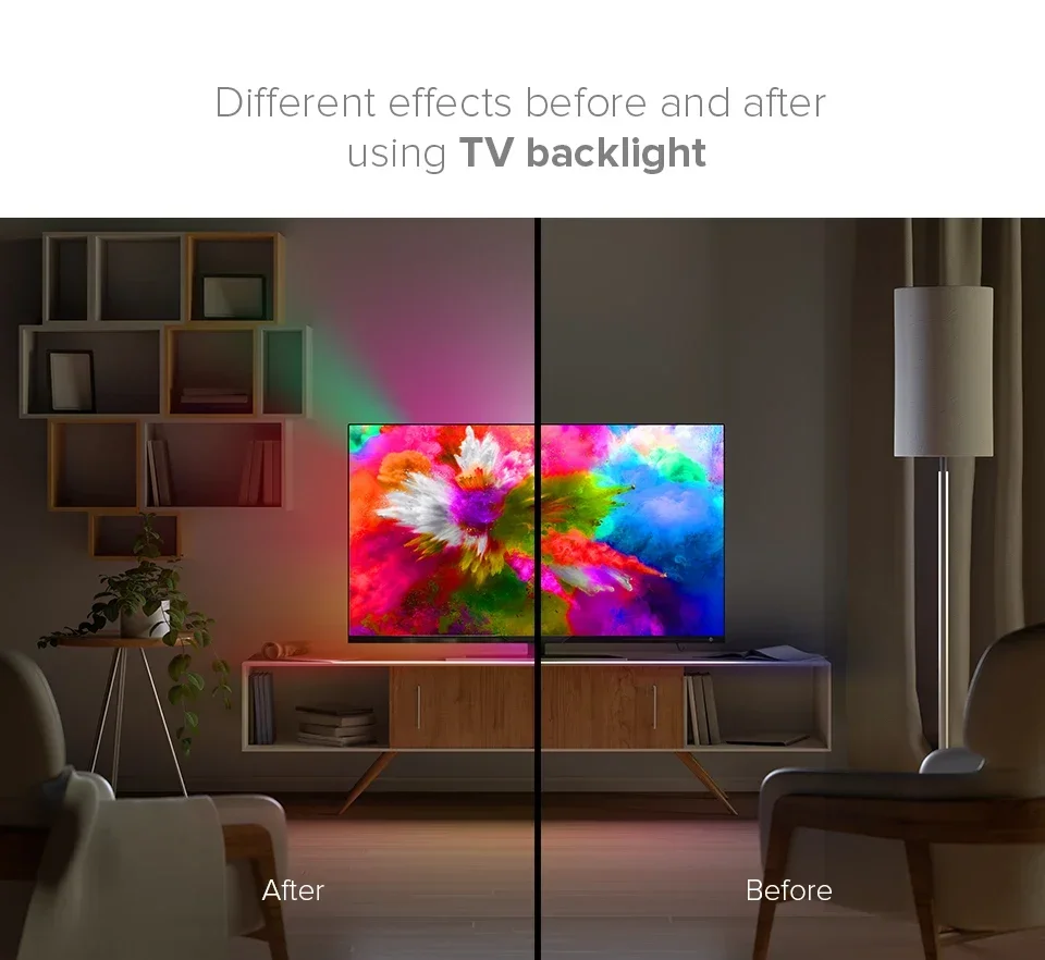 Smart LED TV Ambient Color Changing Led Strip Lights 12V RGB HDMI Sync Box and Lighting Kits Sync Screen Color for tv backlight