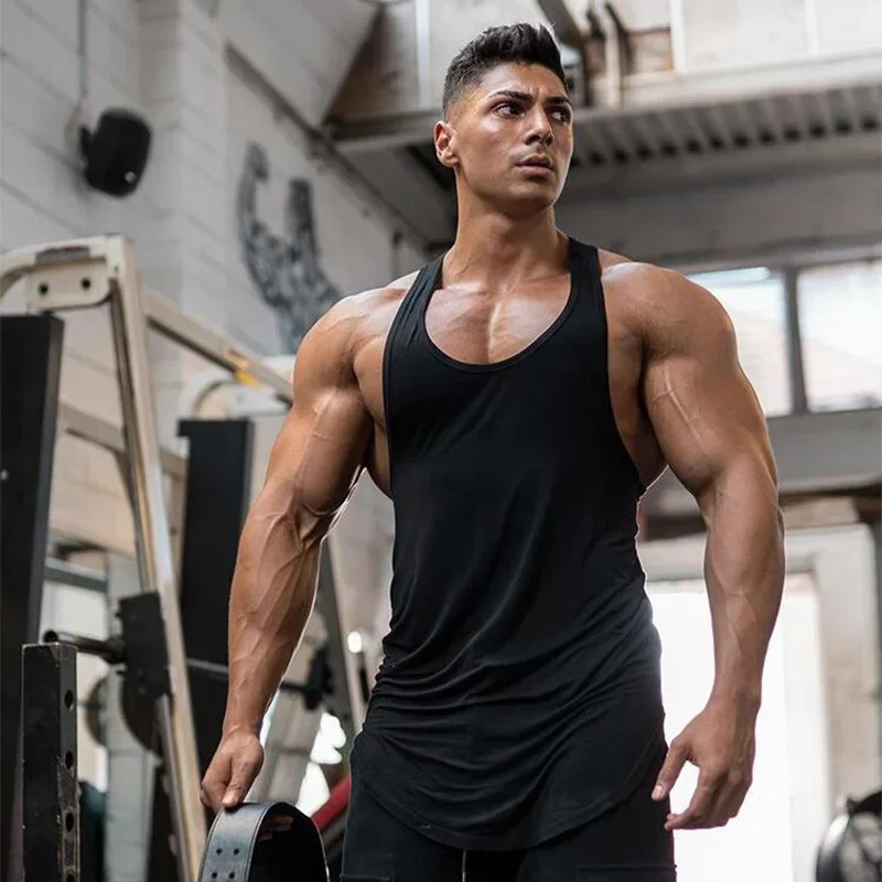 Plain Gym Sleeveless Shirt Solid Cotton Clothing Fitness Tank Tops Men Workout Muscle Bodybuilding Stringer Sporting Vests