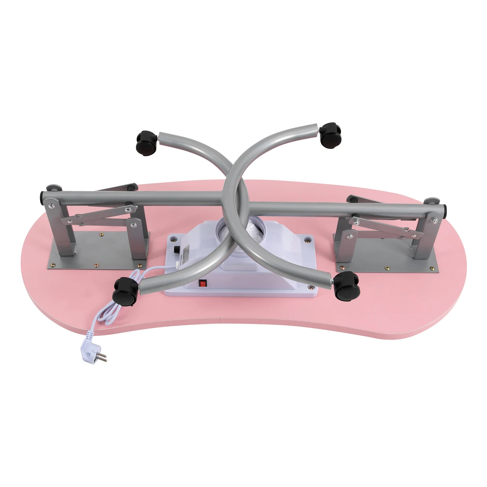 Portable & Foldable Manicure Table Nail Desk Workstation with Suction/Client Wrist Pad/Controllable Wheels for Spa Beauty Salon