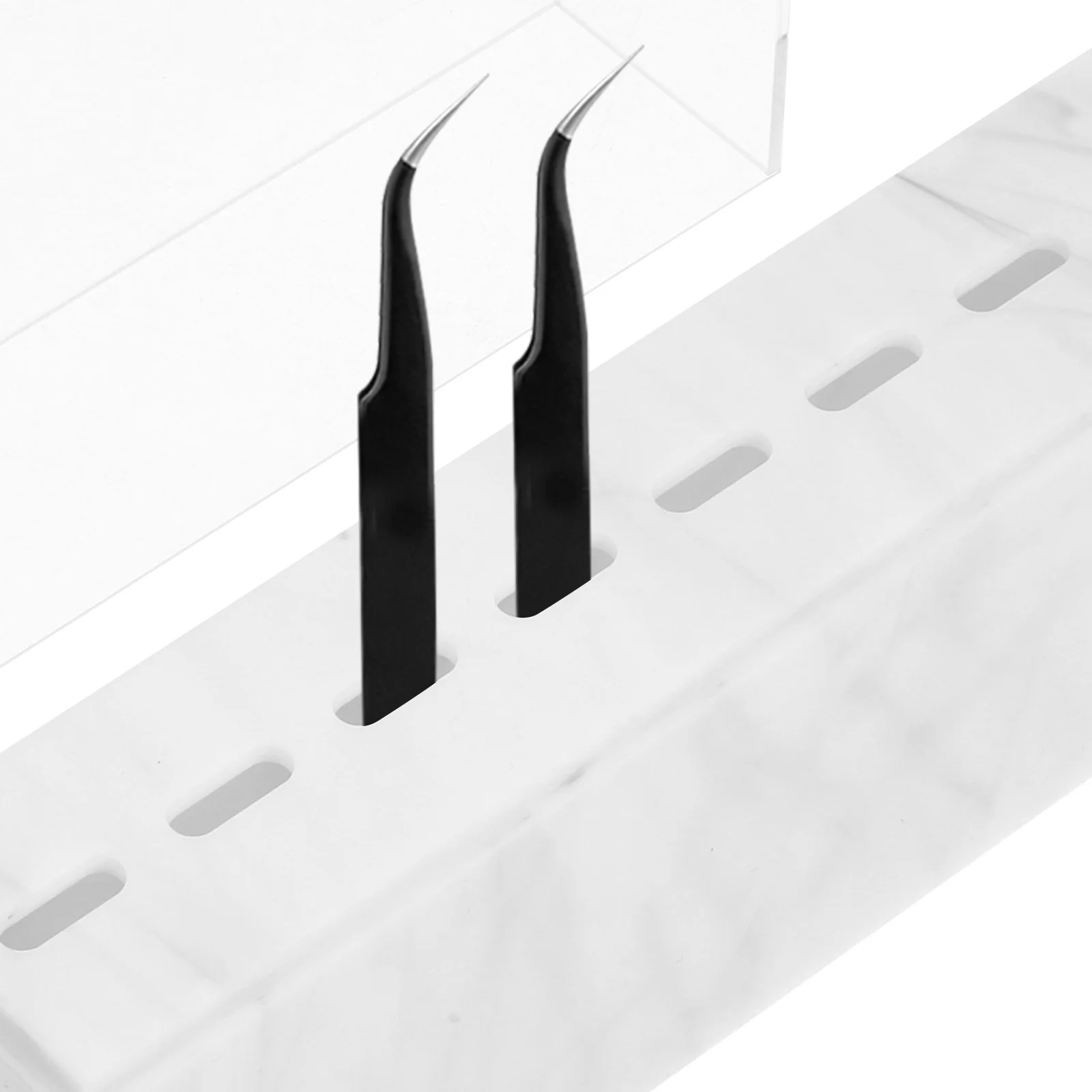 Estante acrílico para pinzas de maquillaje, soporte para salón de belleza, soporte de exhibición, soporte para pinzas, organizador de almacenamiento