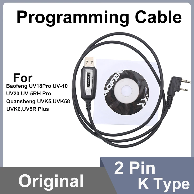 USB Programming Cable Quansheng UVK5 UVK6 5RPlus Baofeng 18Pro 13Plus 17Plus V2 Programming Cable CD Software Radio Accessories