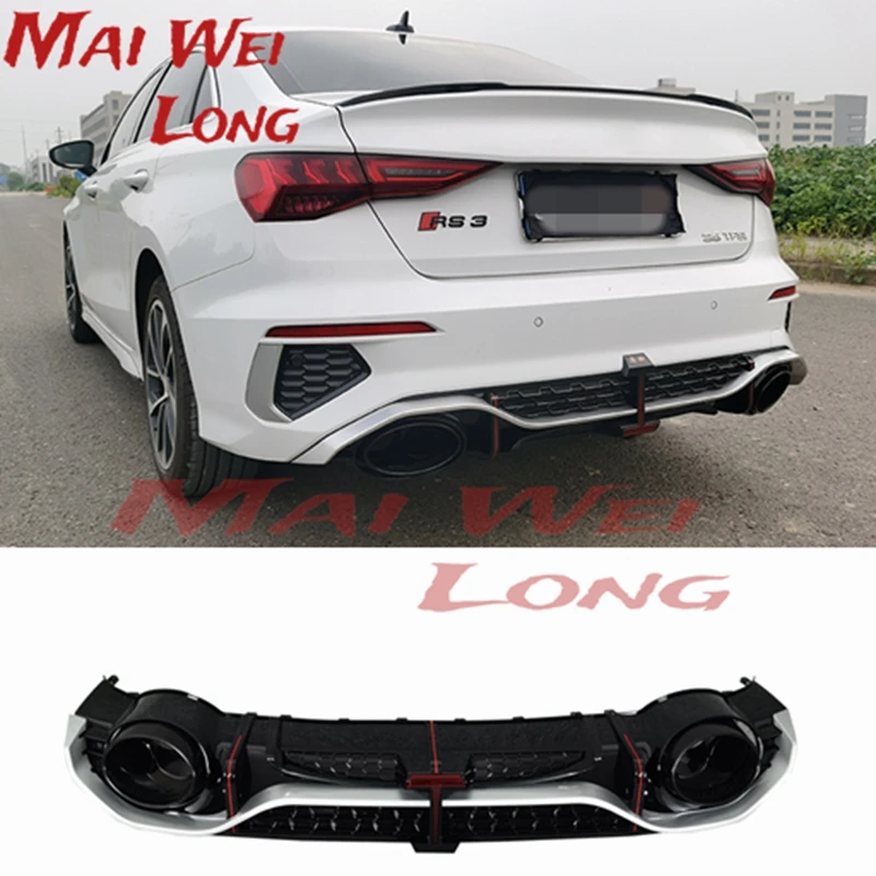 Bright Black Rear Bumper Lip Diffuser For Audi New A3 S3 S-line Sedan Hatchback 2021+ (not Fit Standard A3) Car Accessories