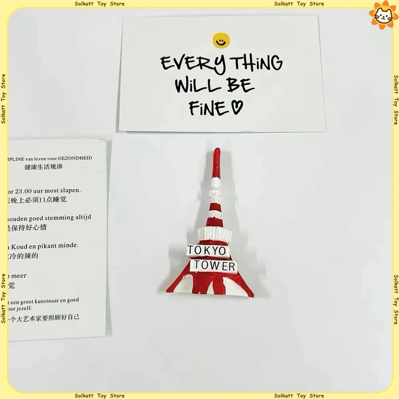 3D Tokyo Tower Fridge Magnets Cartoon Hand-Drawn Magnetic Japanese Landmark Travel Souvenir Home Decoration Tourists Gifts Resin