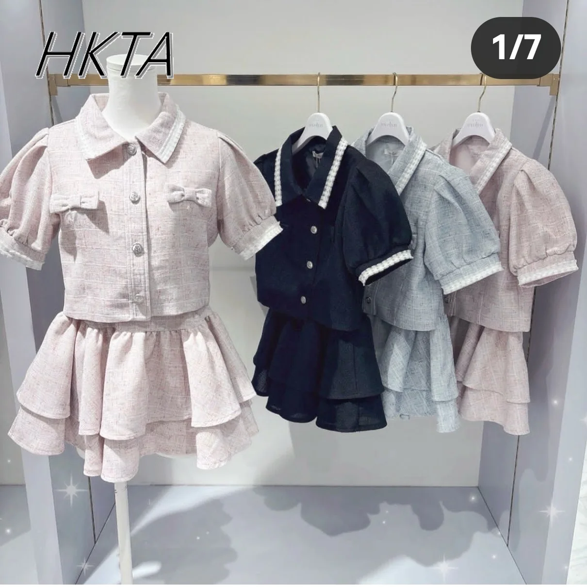 Japanese Mines Set Women Sweet Girl Cute Bow Bubble Short Sleeve Top Pleated Skirt Summer New College Style Skirt Womens Outifit