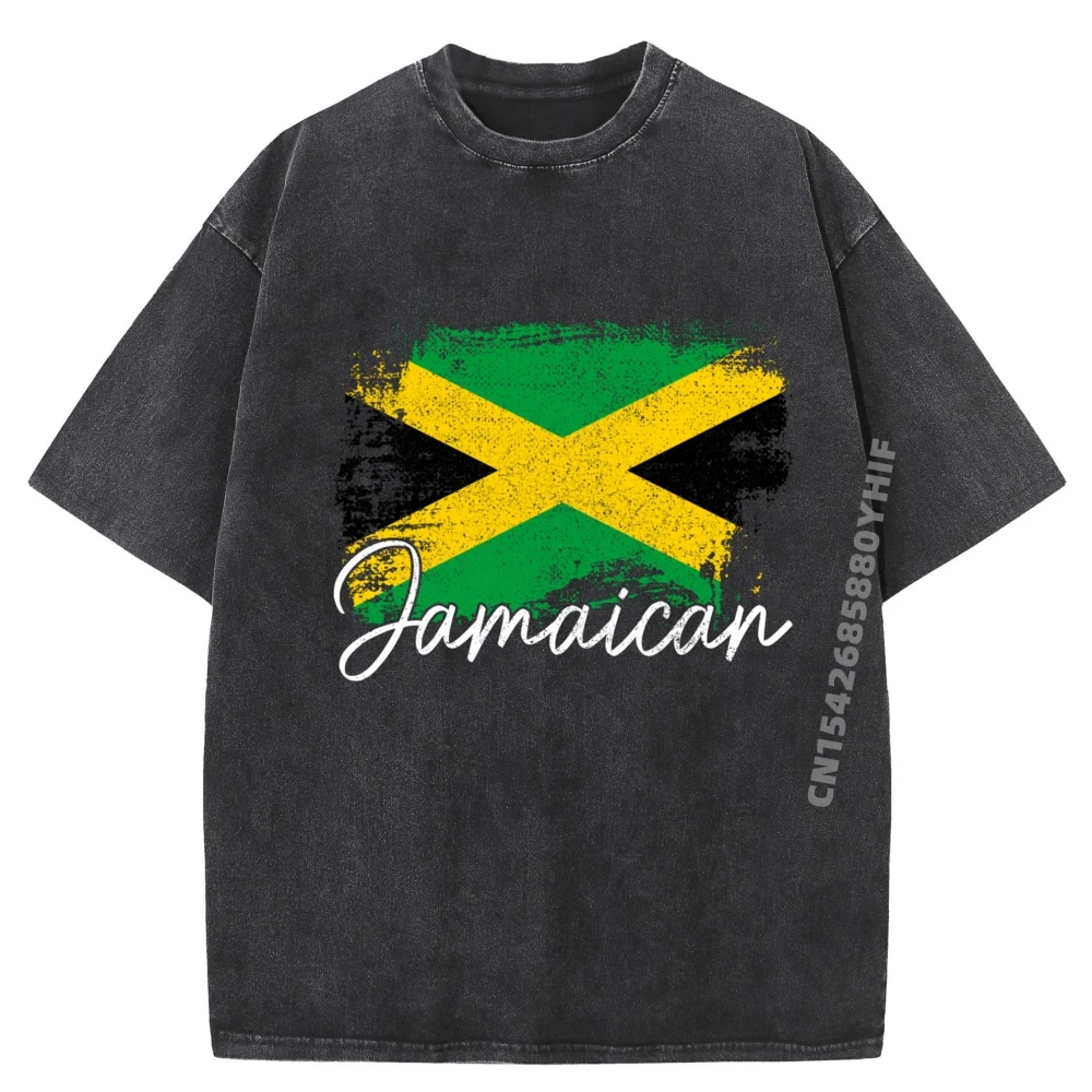 

Mens Graphic Tees Jamaica Vintage Flag Jamaican Pride Roots Cream T Shirt Summer Breathable Washed New In Tops & Tees