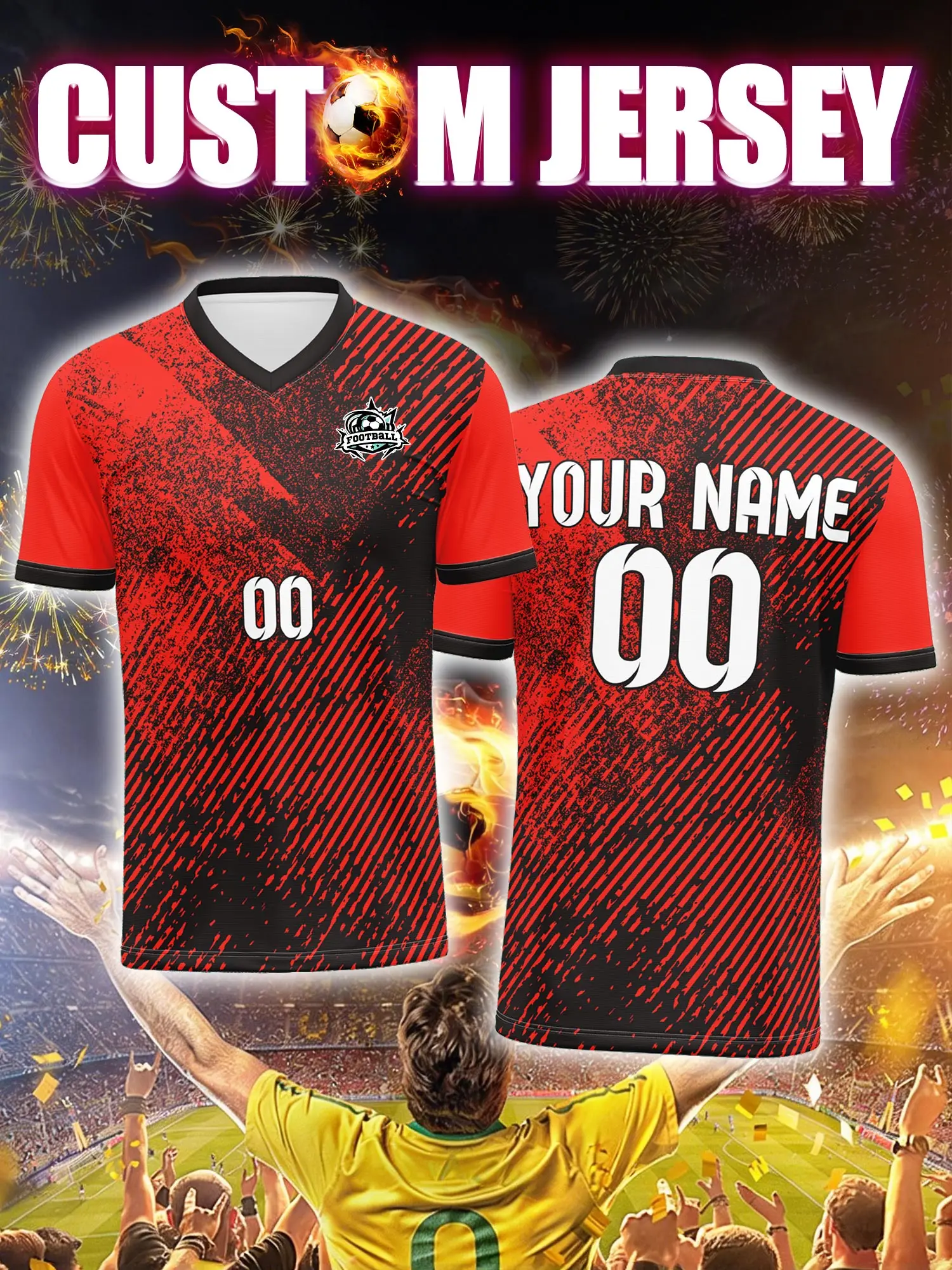 

Футболка для футбола с индивидуальным изображением, номером и именем, форма для турниров, лиг, чемпионатов и соревнований.