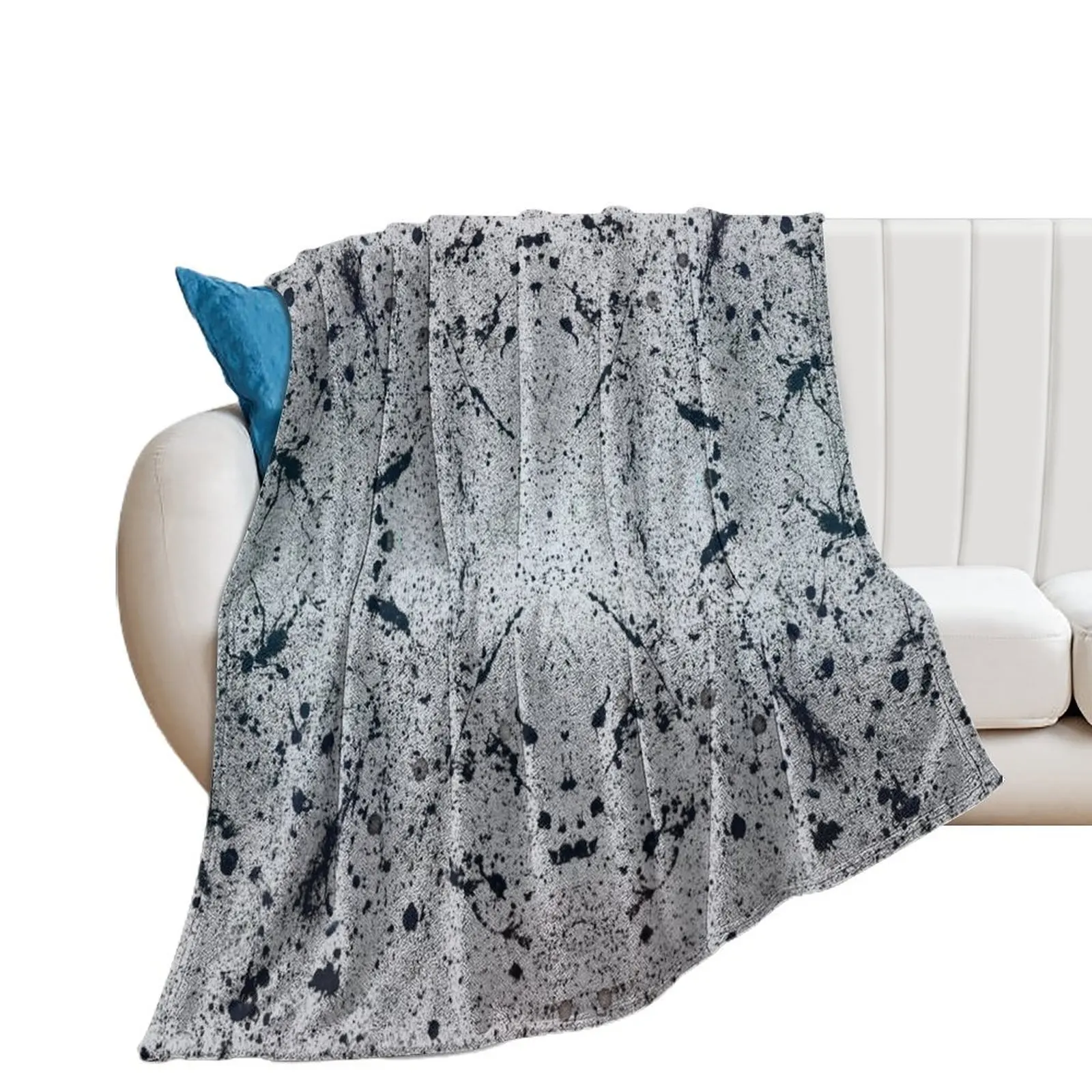 Black & White Acrylic Splatter Reflected Twice Throw Blanket manga Picnic Summer Blankets For Baby Blankets