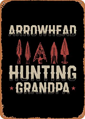 Arrowhead Hunting Grandpa Vintage Look Metal Sign Art Prints Retro Gift 8x12 Inch