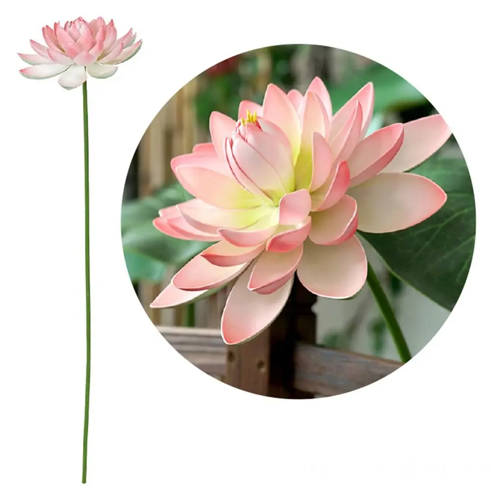 

Artistic Landscape Artificial Flower Long Stem DIY Decoration Decorative Fake Flower with Rod Green Plant Simulated Lotus Flower