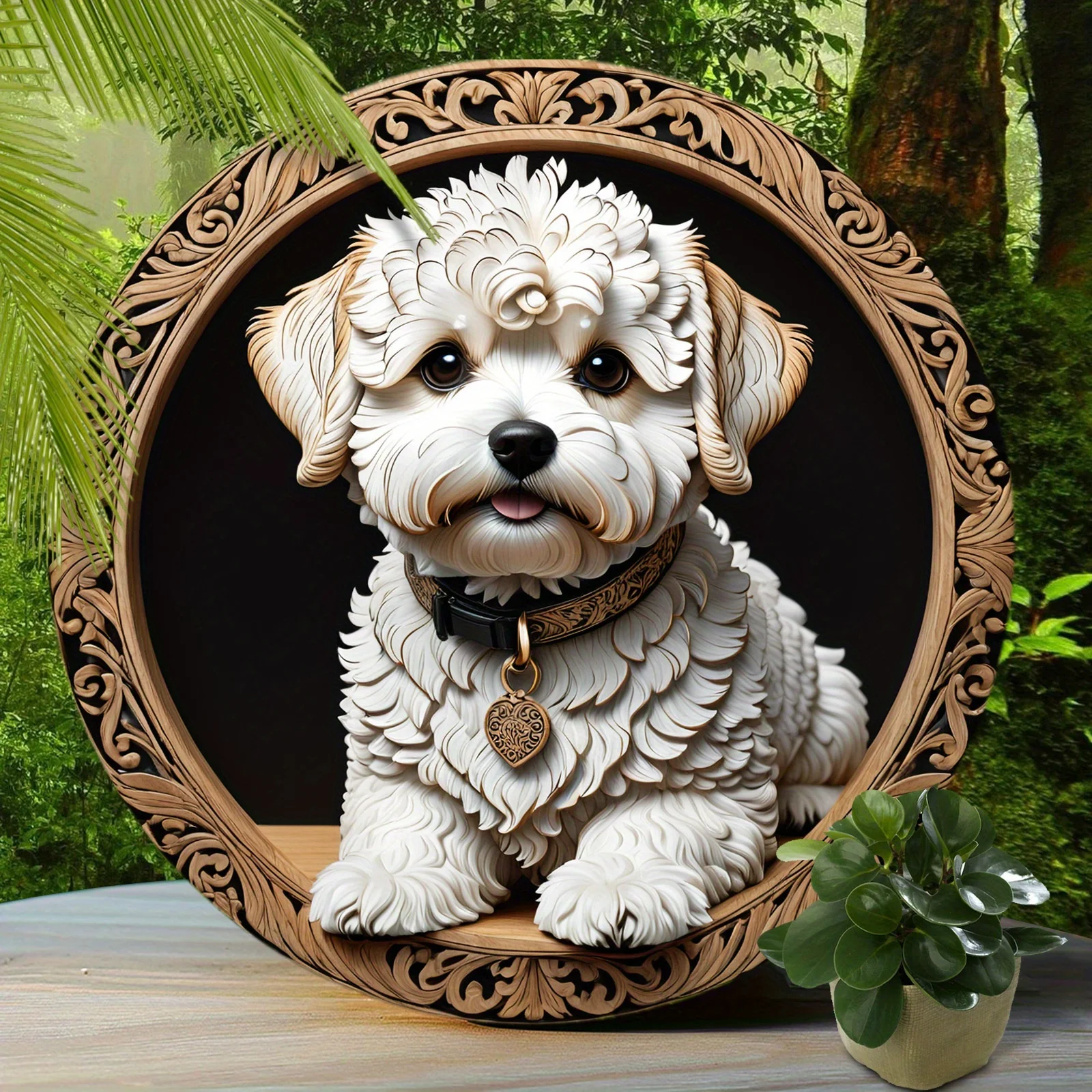 Bichon Frise Round Aluminum Sign Wall Hanging Decorative Wall Art,Room, Home, Restaurant, Bar, Cafe Decor Boss Gifts Women Gifts