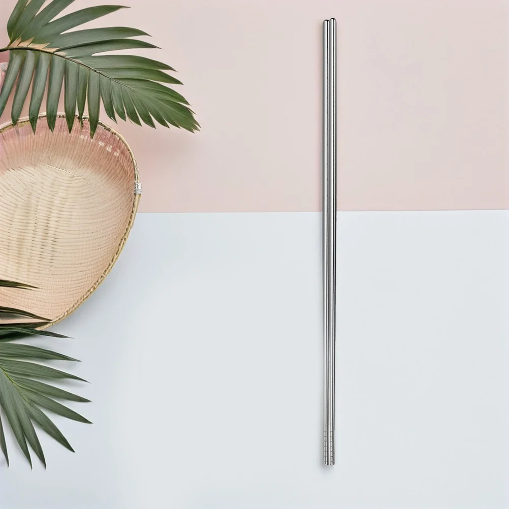 

2Pair Extra Long Stainless Steel Chopsticks 17.71 Inch Anti-Slip Metal Cooking Chopsticks Reusable for Frying Hot Pot Noodles