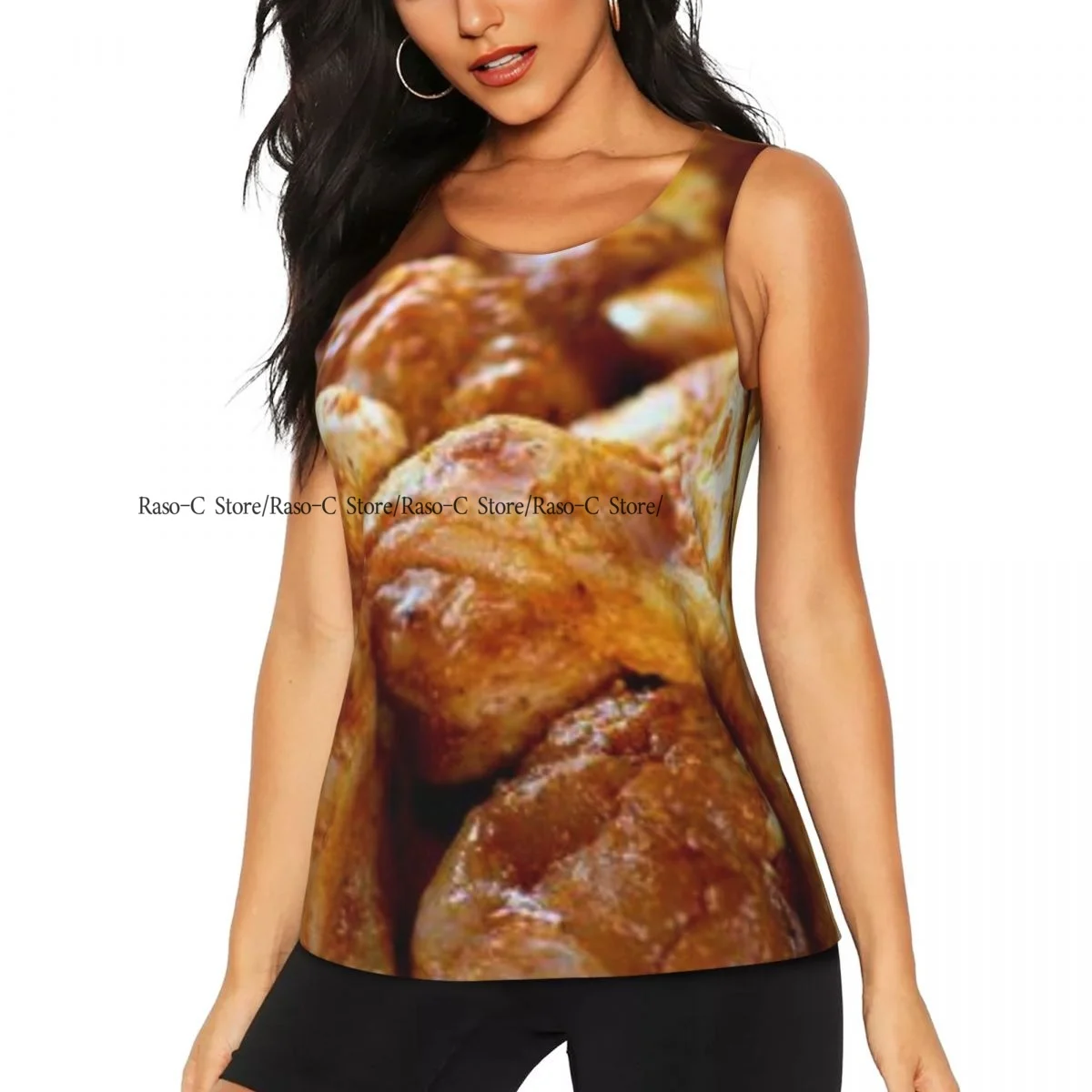 Women Casual Sport Yoga Vest Chicken Wings With Spices Quick Dry Running T-shirt Training Workout Gym Sleeveles