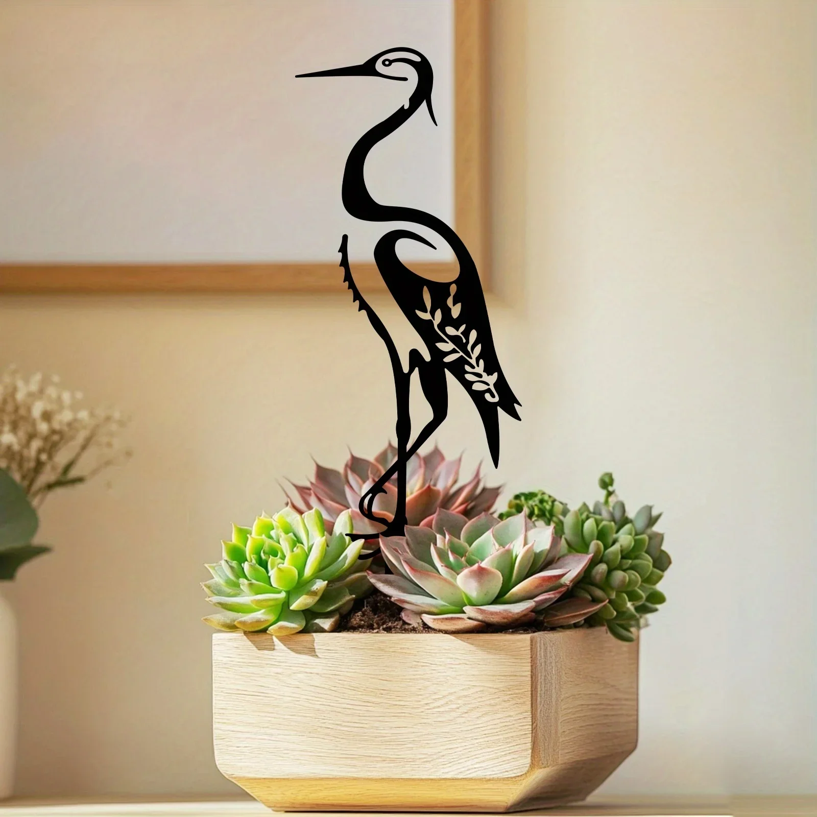 Wrought Iron Heron Silhouettes for Gardens, 11.8inch Metal Bird Sculptures for Fences, Flower Pots, Thanksgiving Gifts, and Christmas
