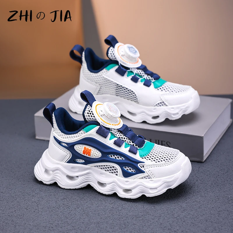 Summer Hot selling Mesh Children's Sports Shoes Outdoor Rotating Buckle Lightweight Running Shoes Boys Fashion Casual Footwear