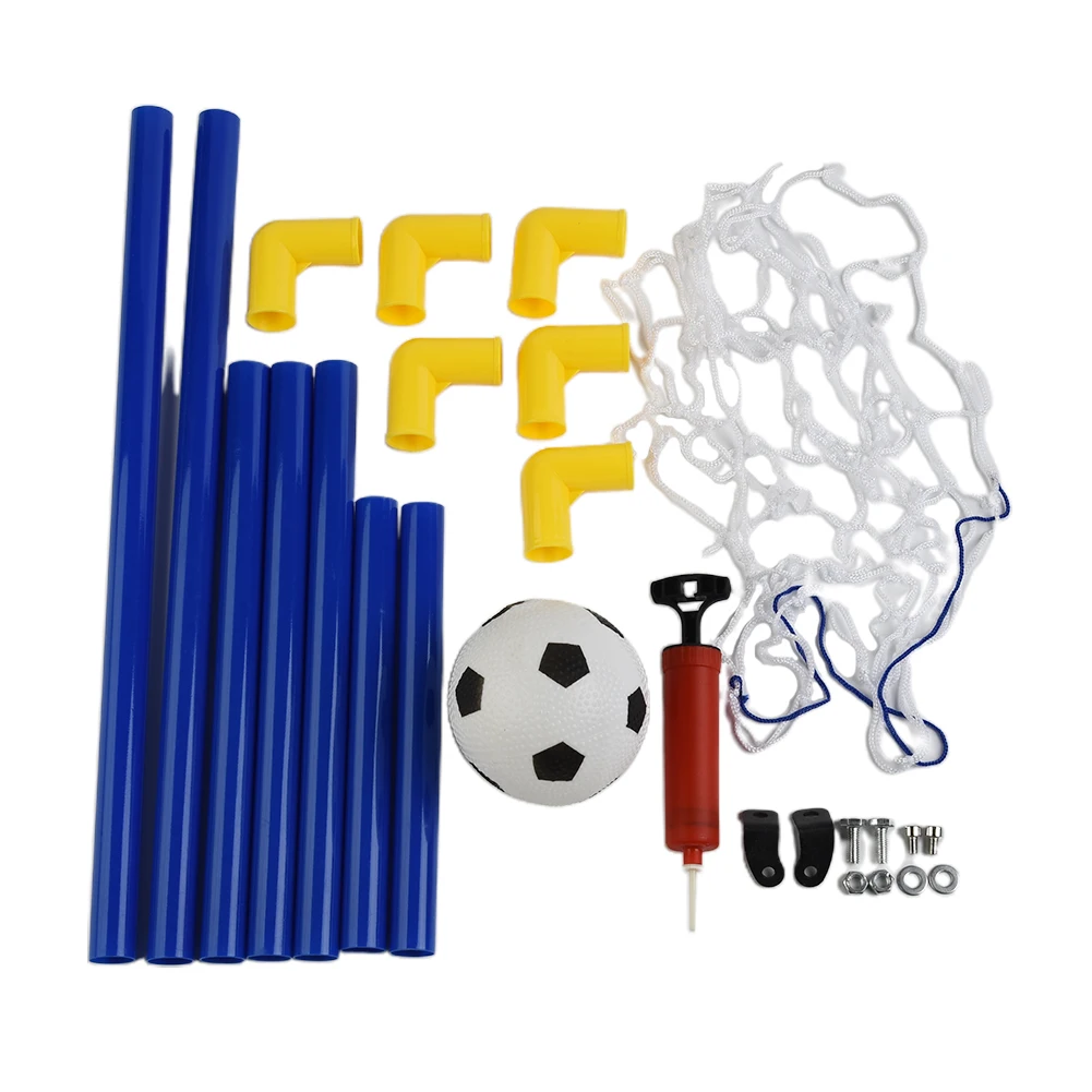 Set Jaring Tiang Gawang Sepak Bola Gerbang Sepak Bola Lipat Mini 44.7CM dengan Pompa Bola untuk Anak Kecil Aksesori Sepak Bola Dalam/Luar Ruangan